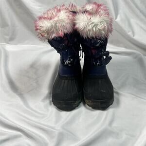 Thinsulate 3M KSNOW snow boots Dream Pairs Sz 1 Big Kids Furry Fun Warm VGUC